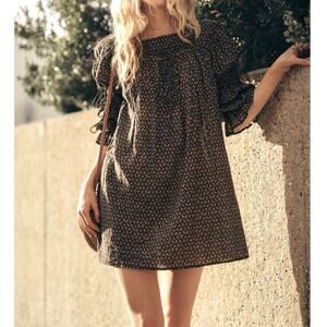 DOEN Buttercup Dress in Black Winter Ditsy Print S